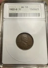1922-D Lincoln Wheat Cent 1c ANACS  AU58 OLD HOLDER SOAP BOX RARE COIN PENNY