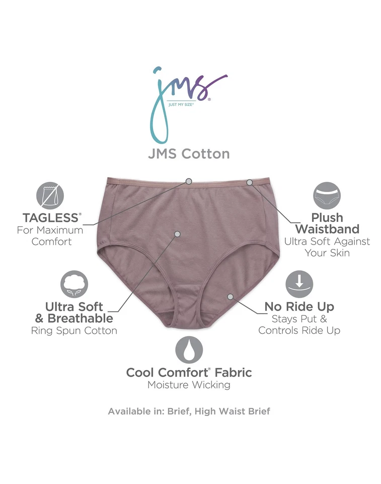Just My Size Briefs 10-Pack Underwear JMS Cotton Tagless Assorted Colors sz 9-13 - Image 2 of 4