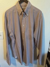 LORO PIANA Red/Blue Gingham Check Plaid Button Down Dress Shirt 18.5 17.75 /46