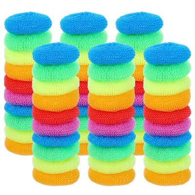 100 Pcs Plastic Scrubbers for Dishes, Round Pot Scrubbers for Kitchen Non Scr...