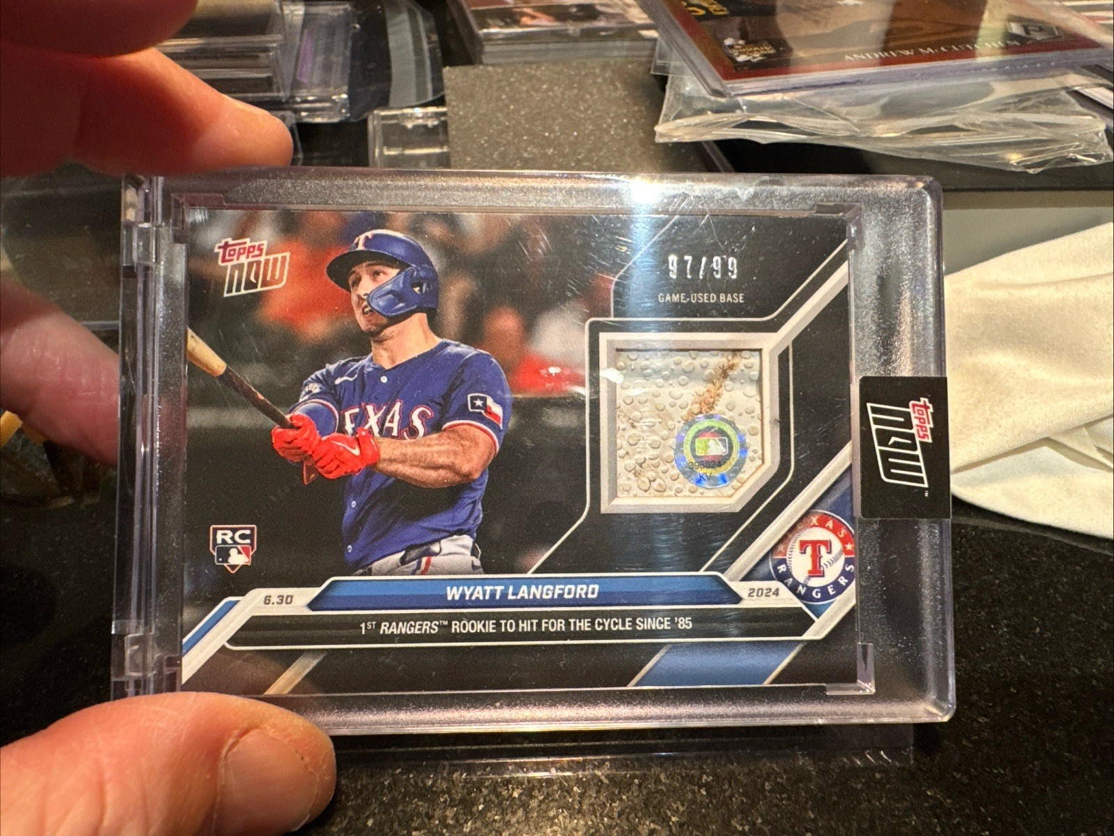 Wyatt Langford (RC) Game Used Base Relic Topps Now #364B Black 71/99