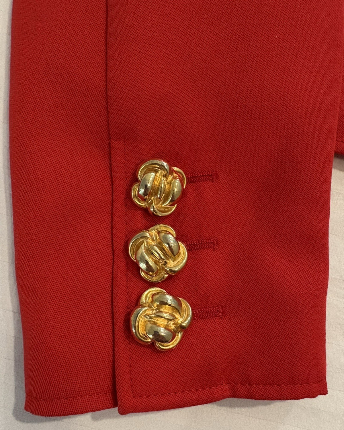 Vintage 1980s Valentino Boutique Red Cropped Jacket with Gold Tone Buttons thumbnail 11