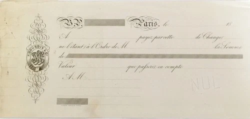F. Sourdis & Cie - blank bill of exchange - VF+