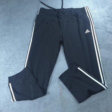 Adidas Track Pants Womens 2XL Black 3-Stripes Slim Fit Straight Leg Athletic