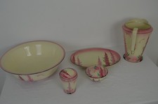 Burleigh Pottery 5 pieces Tableware Pink Floral Design -E6