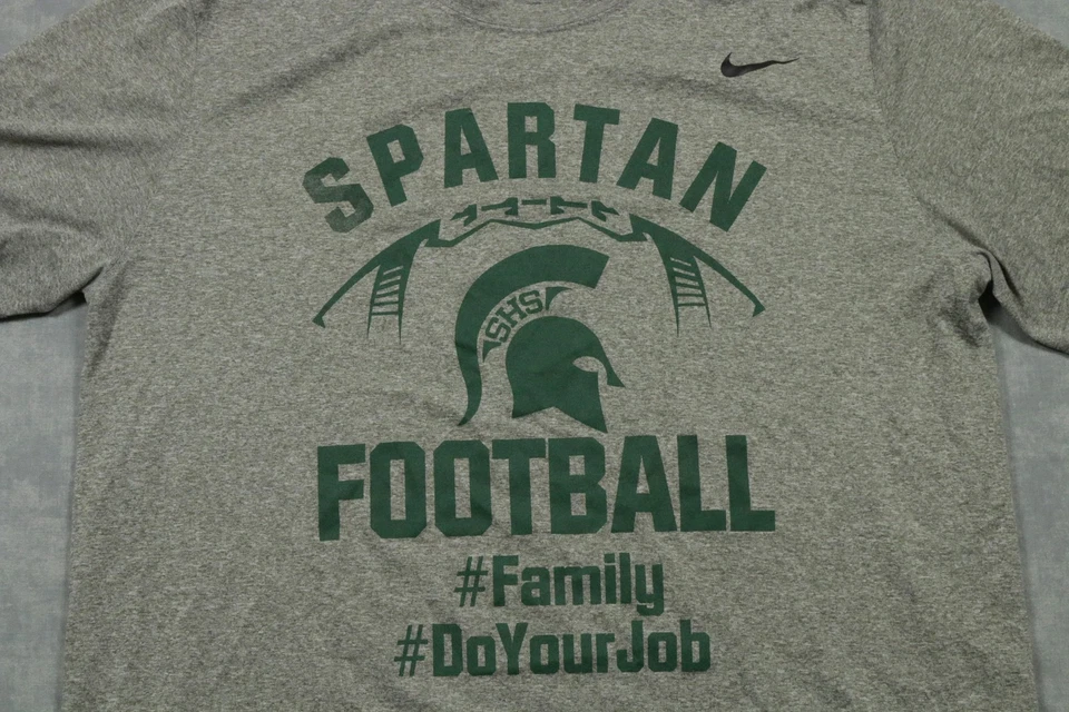 Camisa masculina Michigan State Spartans XL cinza verde futebol NCAA Nike Dri Fit - Imagem 2 de 4