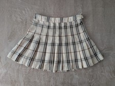 Women's Hesperus Cream Brown Plaid Pleated School Girl Mini Skirt Size Small