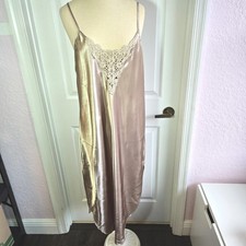 Cinema Etoile Vintage Chemise Size L Satin Lace Nightgown Slip Dress Lingerie