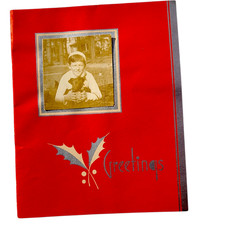 Vintage Scotty Scottie Dog Photo Christmas Card with Photo 1930s 1940s Holiday