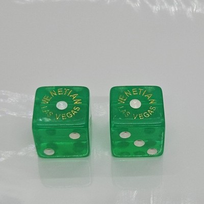 Venetian Las Vegas Green Casino Dice Set of Two .5''