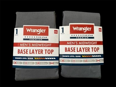TWO new WRANGLER GRAY MIDWEIGHT BASE LAYER TOPS - Size XXL (New)