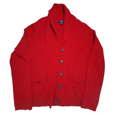 Chaps by Ralph Lauren Strickjacke Cardigan Men XL Dunkel Rot Schalkragen