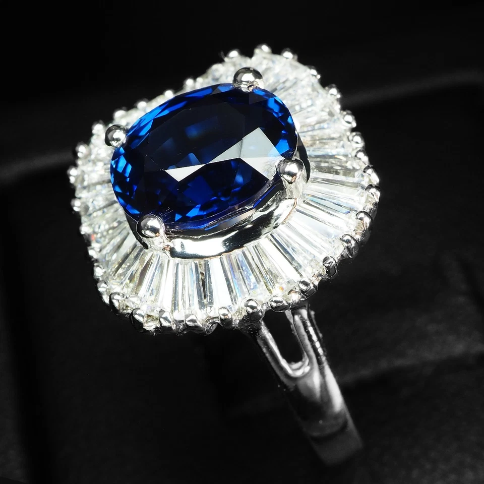 Anelli fatti a mano in argento sterling 925 zaffiro blu reale scintillante... - Immagine 4 di 4