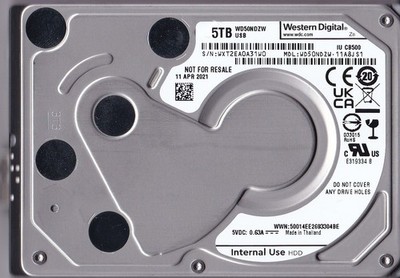 WD50NDZW-11A8JS1 s/n: WXT2EA APR/ 2021 Thailand 5TB USB 3.0 2.5'' WESTERN DIGITAL