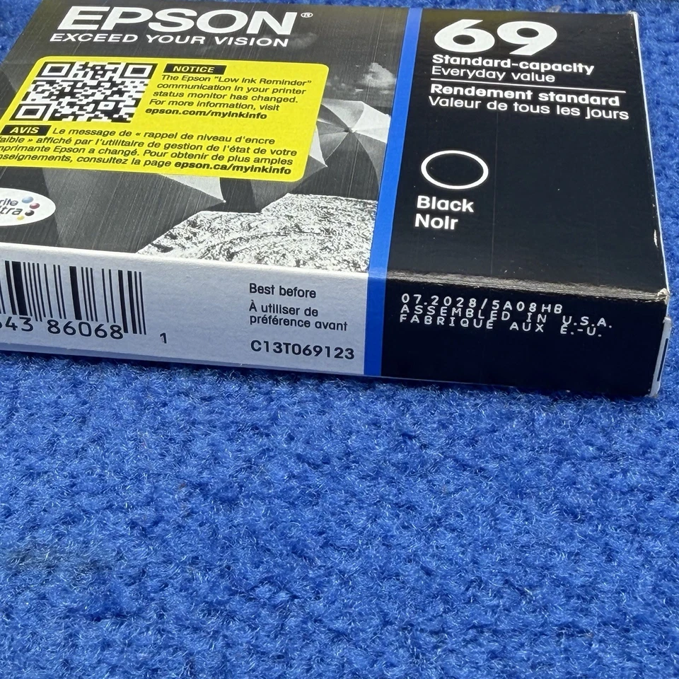 5x Genuine Epson 69 Black Ink Cartridge 07/2028 - Image 2 of 2
