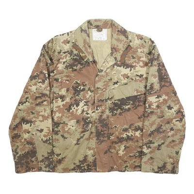 Veste Boutonnée Style Militaire Camouflage Coton Beige Marron Homme S - Photo 1/4