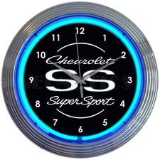 SS Neon Clock Chevy Chevelle sign Camaro Chevrolet Super Sport Nova lamp 2025