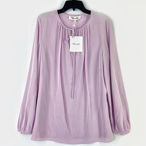 Blusa DIANE VON FURSTENBERG Seda Cuello Redondo en Violeta Claro Talla 14 - Imagen 3 de 10