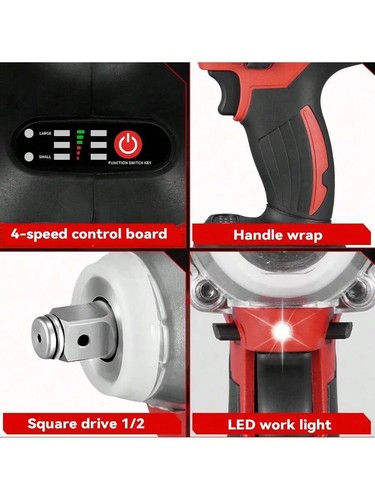 1/2" 520Nm Torque Impact Wrench Screwdriver Cordless Power Tools Set Tools - Picture 15 of 22