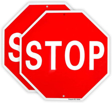 2-Pack Stop Sign Street Slow Warning Reflective Signs 12"X 12" 40 Mil Rust Free