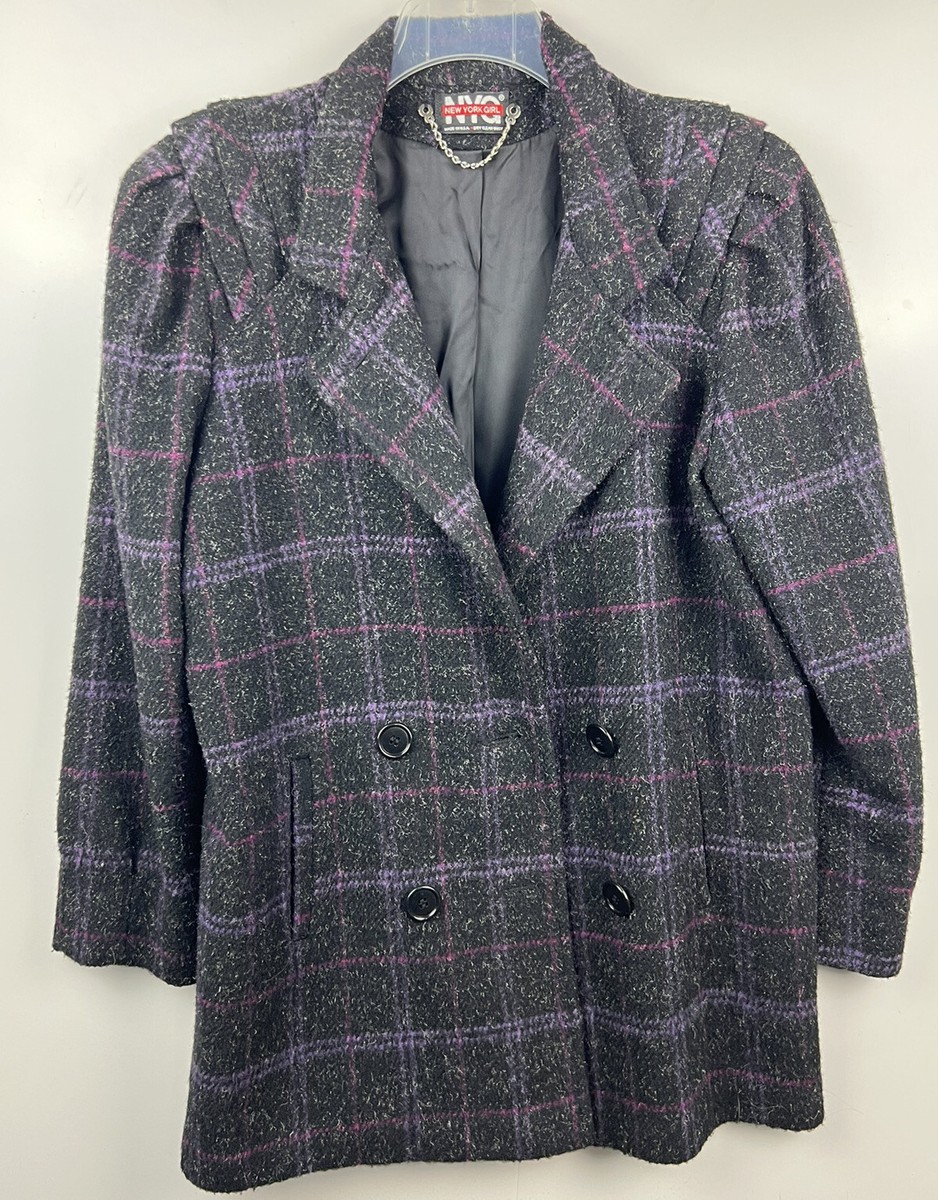 Vintage 90s New York Girl Coat 10 Double Breasted Tweed Wool Vintage 90s New York Girl Coat 10 Double Breasted Tweed Wool