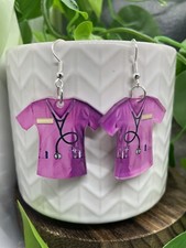 2.25 Silver-tone Acrylic Medical Scrub Dangle Earring Set New Free Ship B4630