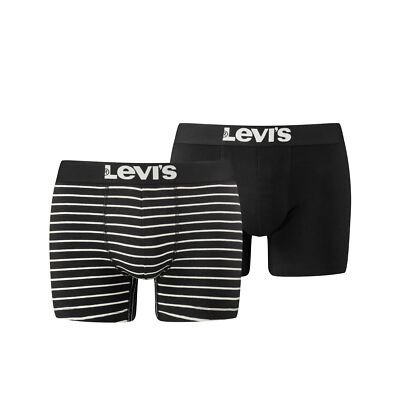 Lot of 2 Levis Men Vintage Stripe Boxers Size S - XXL Jet Black NEW