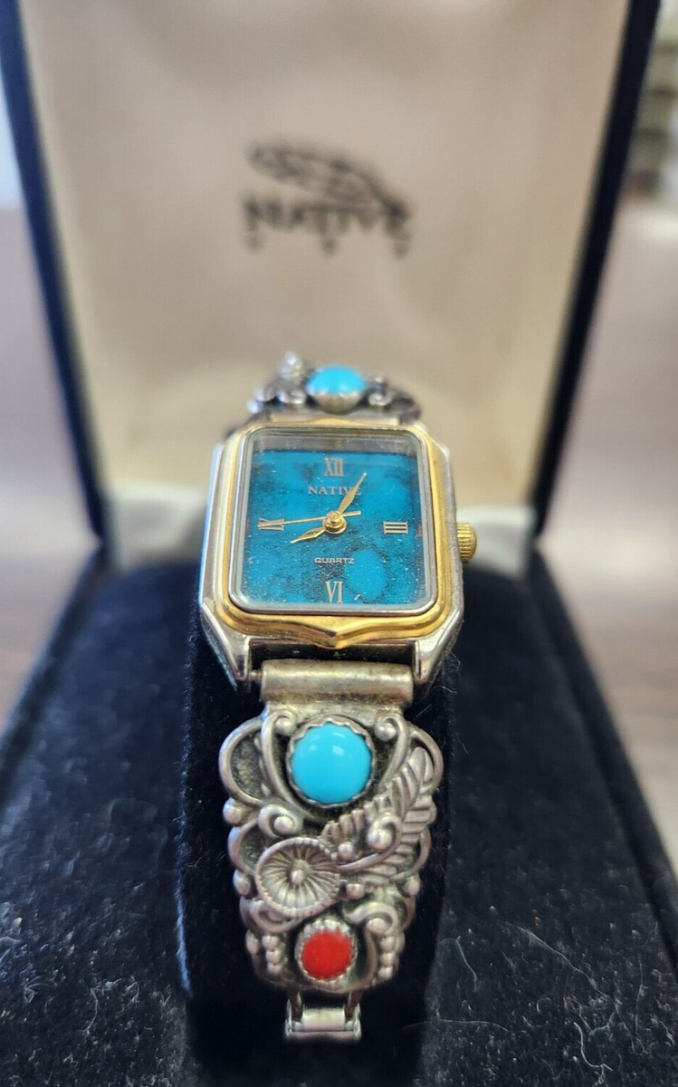 Navajo Watch Native American STC Sterling Silver Turquoise  display picture 1