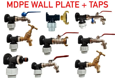 EOTRADER 20mm/ 25mm MDPE COMPRESSION WALL Flange Plate Kit for BLUE WATER PIPE with TAPS