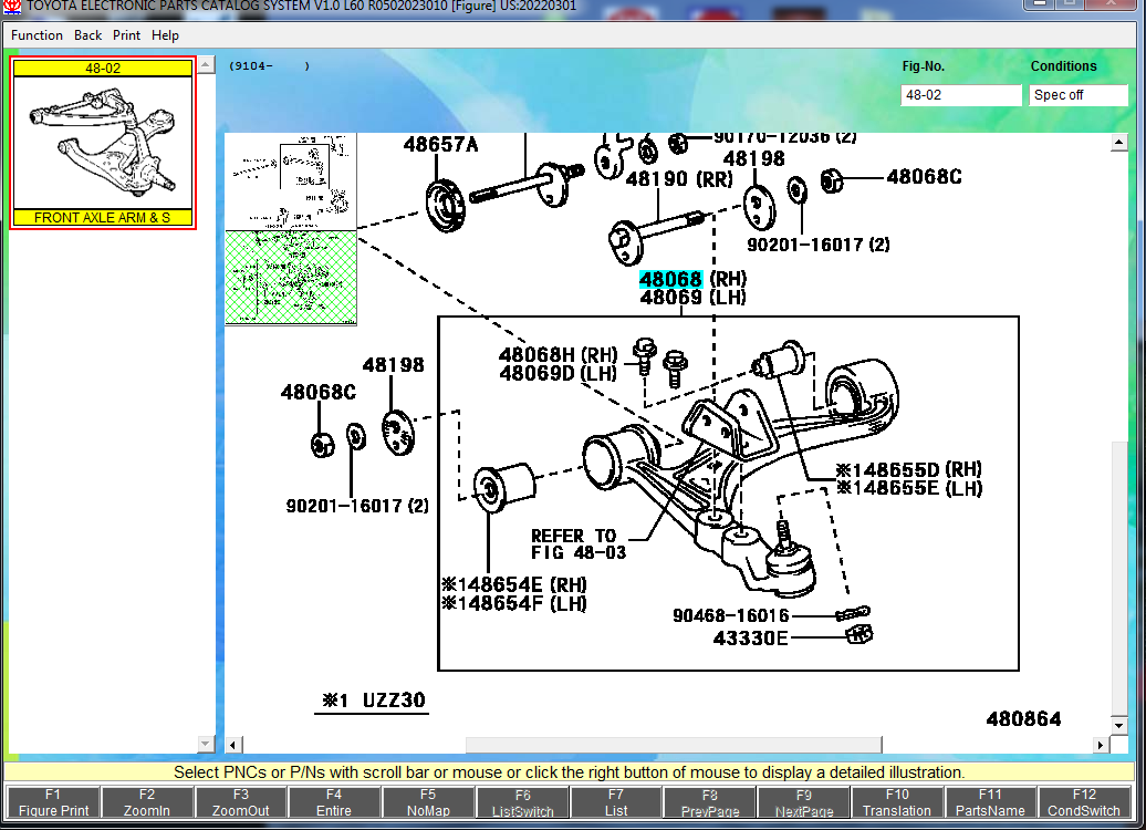 1992-1996 Lexus SC300 SC400 Front Lower Control Arm RH | 48068
