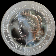 1921-2021 First Peace Centennial Brilliant Satin 50mm 2oz 999 Silver Daniel Carr