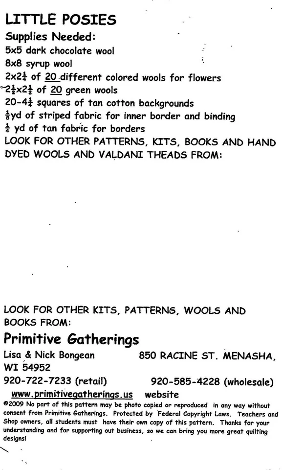 Little Posies ~ Finished Quilt Size 18" x 21" by Primitive Gatherings... - Image 2 of 2