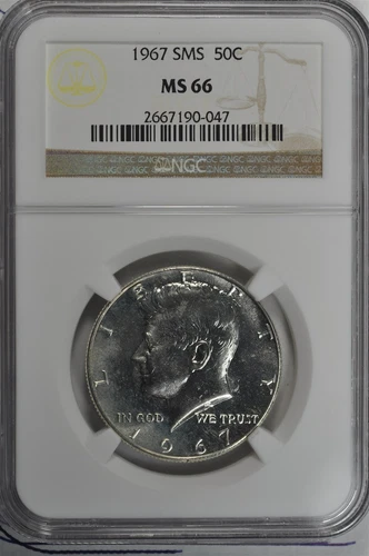 1967 SMS 40% Silver Kennedy Half Dollar NGC MS 66 SMS 40% Silver