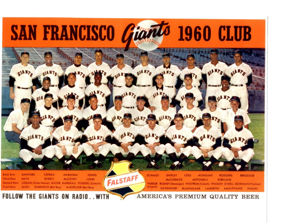 SAN FRANCISCO GIANTS 1960 TEAM 8X10 PHOTO MAYS LOES CALIFORNIA BASEBALL HOF
