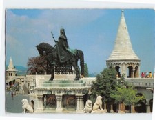 Postcard Fishermen s Bastion & St. Stephan Statue Budapest Hungary