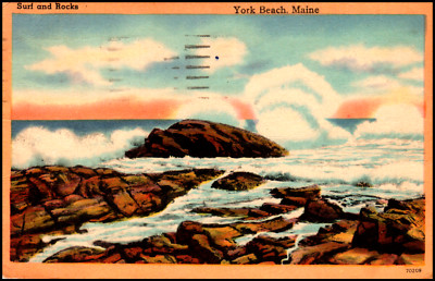 Postcard Surf and Rocks York Beach, ME