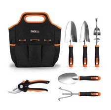 6-teiliges Gartenwerkzeug-Set aus Edelstahl, mit Gummigriff