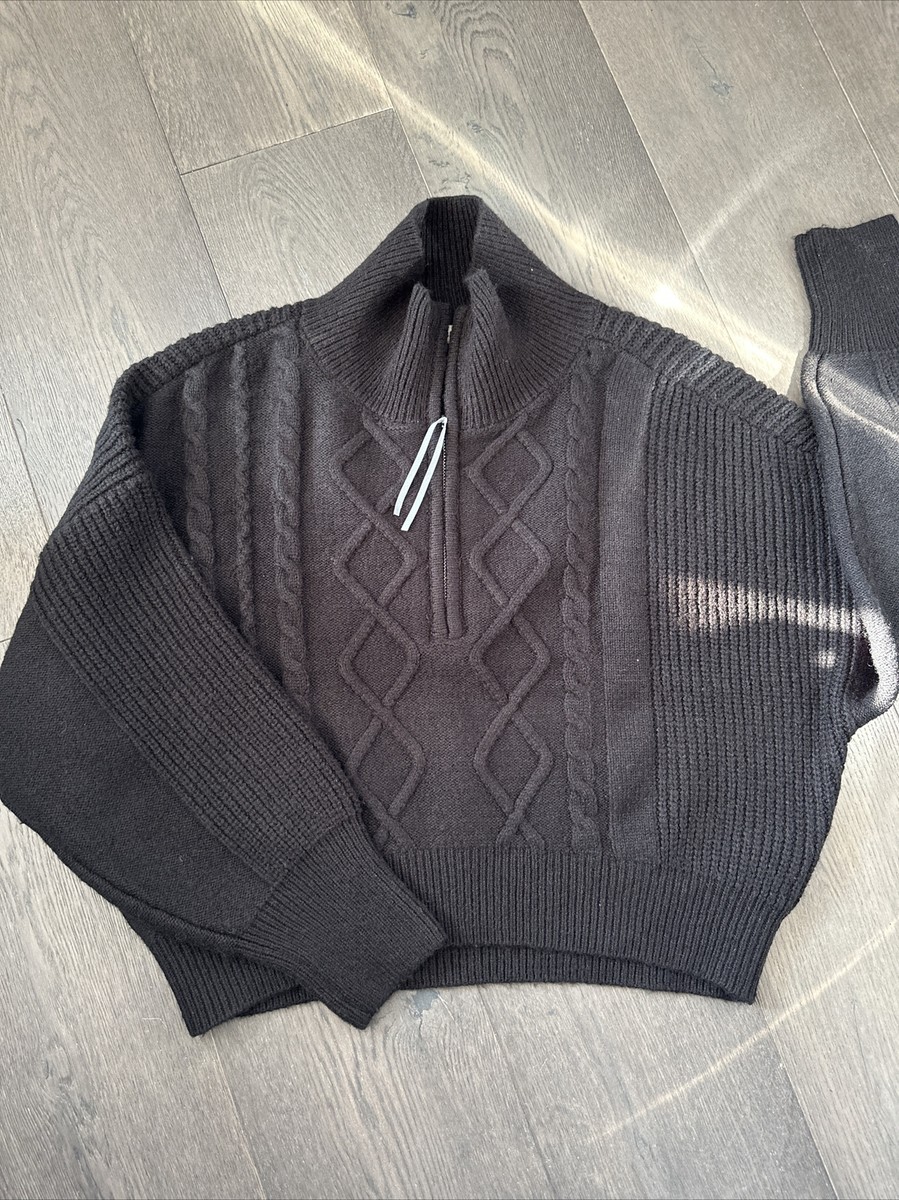 Urban Outfitters Sweater Womens Medium Black Quarter Zip Cable