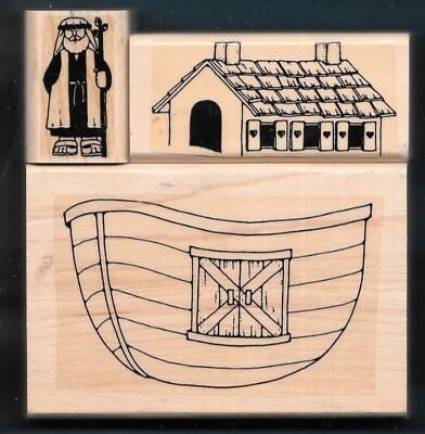 Noah N Ark Bible Design Love Boat Sea Life Stampin Up Wood Mount Rubber Stamp Ebay