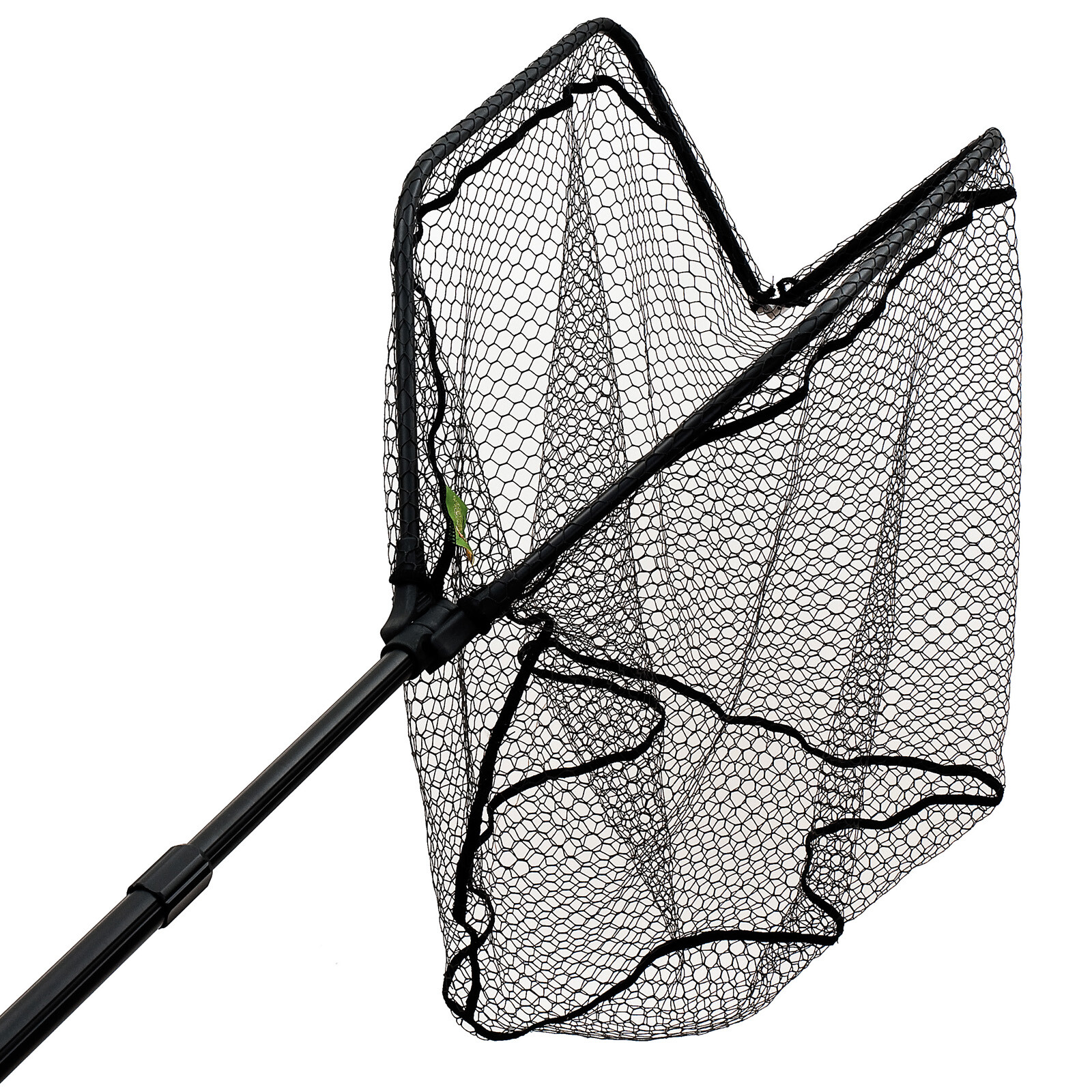 Behr großer faltbarer Kescher Großfischkescher gummiert Teleskopstange Aluminium