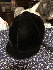 Casco da caccia in velluto equestre Lexington nero Taglia 7,25 mai indossata 1984 con acc
