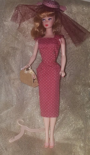 VTG 60s Barbie Doll Clothes PAK Rust Red POLKA DOT SHEATH Dress Hat Purse Outfit