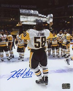 Kris Letang Pittsburgh Penguins Sign Autograph Stanley Cup Champs Inscribe Puck