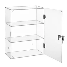 3-Tier Clear Acrylic Display Case with Lock Key Lockable Countertop Display Case