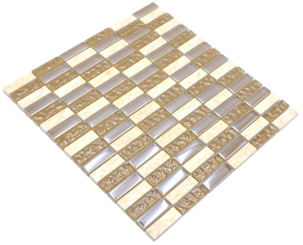 Naturstein Glasmosaik Beige GläNzend Wand KüChe Bad Dusche WB87-SM128-image