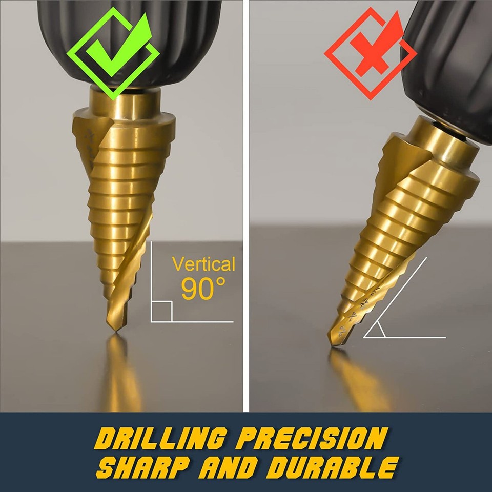 TOLESA 5PCS Countersink Drill Bit Set With 82 Degree 5 Flutes Design, Nitride Coating HSS 1
