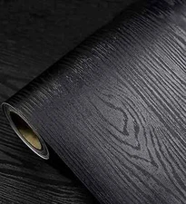 Black Wood Grain Contact Paper Peel Stick Self Adhesive Wallpaper Vinyl Wrap New