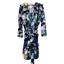 VERA BRADLEY Fleece Hooded Robe Chrysanthemum Crush Floral Soft Cozy Size S/M