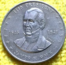1968 Shell’s Mr. President Coin Game, James Polk, #87613, Franklin Mint