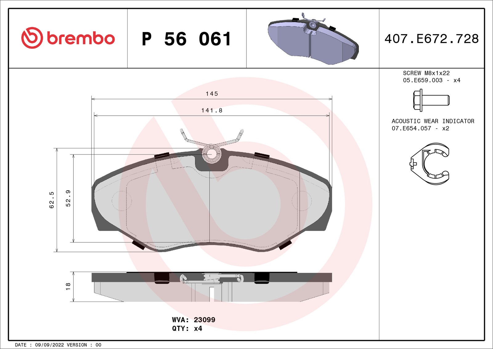 BREMBO P 56 061 Bremsbeläge Vorne für Vivaro Trafic Primastar Espace - Bild 7